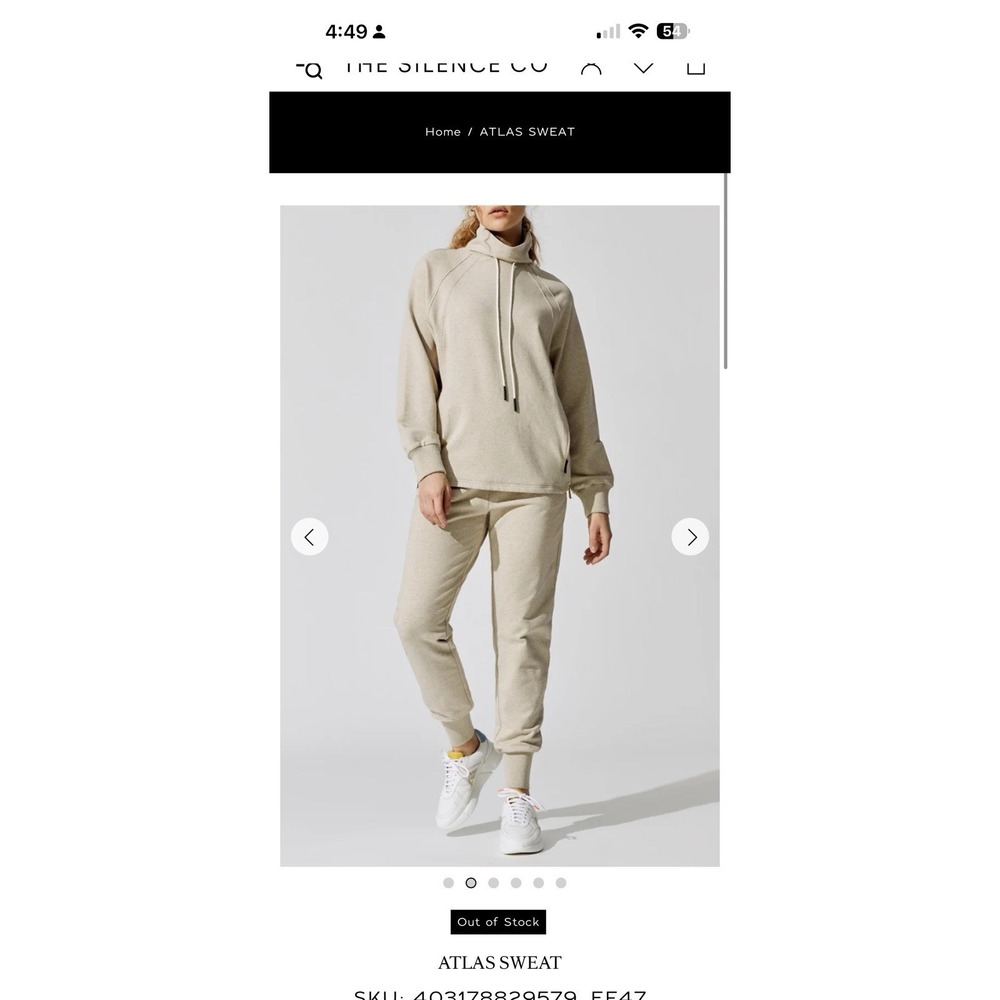 Varley Atlas Sweat & Jogger Set Oatmeal Beige Ribbed Funnel Neck Pullover S